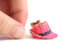 Vintage 1:12 Miniature Dollhouse Pink Straw Tilby Hat