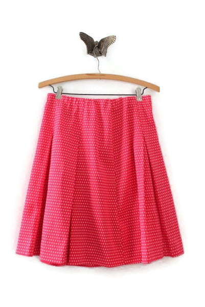 Vintage Hot Pink & White Polka Dot Full Pleated Skirt