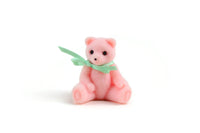 Vintage 1:12 Miniature Dollhouse Pink Flocked Teddy Bear