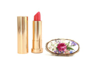 Lipstick Case Holder with Mirror, 2 Pack, Vintage Flower Print