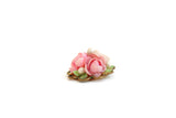 Vintage Jewelry Cabochon or Miniature Dollhouse Pink & Gold Flower Arrangement