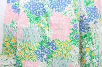 Vintage Pink, Blue & Green Floral Print A-Line Midi Skirt