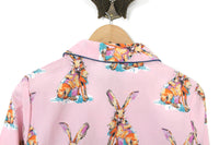 New Pink Rabbit Print Long Sleeve Top & Matching Pant Pajamas by Their Nibs, Size S