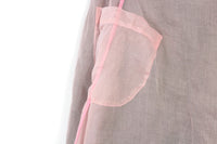 Vintage Reversible Pink & Brown Sheer Half Apron with Floral Designs & Pockets