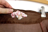 Vintage Reversible Pink & Brown Sheer Half Apron with Floral Designs & Pockets