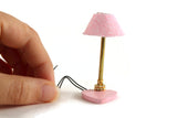 Vintage 1:12 Miniature Dollhouse Pink Floral 12V Wired Table Lamp (Untested)