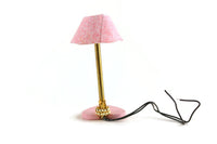 Vintage 1:12 Miniature Dollhouse Pink Floral 12V Wired Table Lamp (Untested)