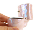 Vintage 1:12 Miniature Dollhouse Pink Iridescent Porcelain Toilet
