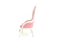 Vintage 1:12 Miniature Dollhouse Pink & White Parlor Chair