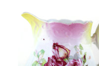 Vintage Pink Rose & Pale Yellow Bone China Creamer