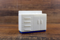 Vintage 1:12 Miniature Dollhouse White & Blue Plastic Kitchen Sink by Plasco