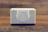 Vintage 1:12 Miniature Dollhouse White & Blue Plastic Stove by Plasco