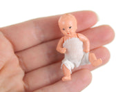 Vintage 1:12 Miniature Dollhouse Poseable Baby Doll Figurine in Handmade Outfit