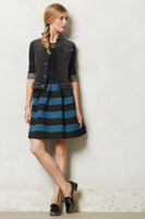 New Anthropologie Black & Blue Striped "Ponte Bell Skirt" by Girls From Savoy, Size M/L, Originally $128