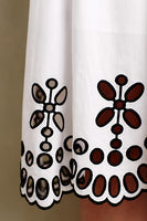 New Anthropologie White & Black "Poplin Eyelet Skirt" by Moulinette Soeurs, Size 0, Originally $178