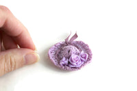 Vintage 1:12 Miniature Dollhouse Purple Crochet Hat with Flowers