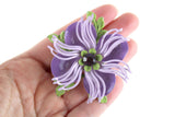 Large Vintage Purple & Lavender Enamel Flower Brooch