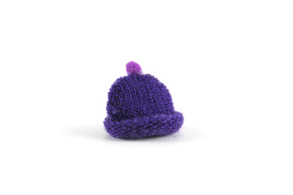Vintage 1:12 Miniature Dollhouse Purple Knit Hat with Pompom