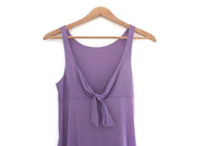 Vintage Purple V-Neck Maxi Dress, Nightgown or Peignoir with Knotted Detail, Size Small