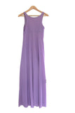 Vintage Purple V-Neck Maxi Dress, Nightgown or Peignoir with Knotted Detail, Size Small