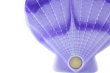 Vintage Purple Seashell Compact Mirror with Comb in Original Box