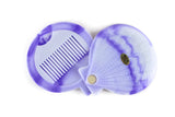 Vintage Purple Seashell Compact Mirror with Comb in Original Box