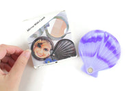 Vintage Purple Seashell Compact Mirror with Comb in Original Box