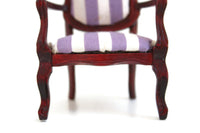 Vintage 1:12 Miniature Dollhouse Purple & White Striped End Dining Chair