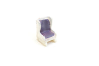 Vintage Quarter Scale 1:48 Miniature Dollhouse White & Purple Armchair