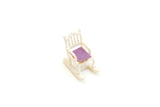 Vintage Quarter Scale 1:48 Miniature Dollhouse White & Purple Rocking Chair