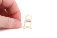 Vintage Quarter Scale 1:48 Miniature Dollhouse White & Purple Rocking Chair