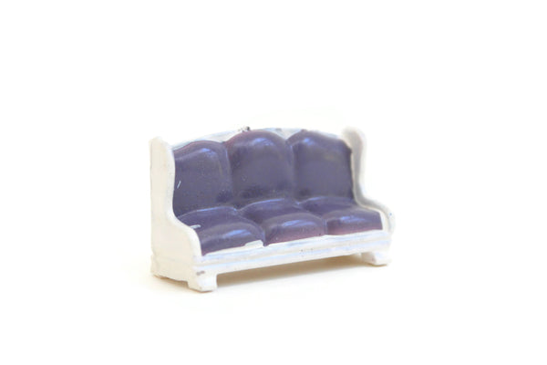 Vintage Quarter Scale 1:48 Miniature Dollhouse White & Purple Sofa