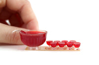 New Vintage 1:12 Miniature Dollhouse Red Punch Bowl Set