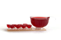 New Vintage 1:12 Miniature Dollhouse Red Punch Bowl Set