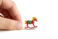 Vintage 1:12 Miniature Dollhouse Red & Green Rocking Horse Toy Figurine