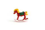Vintage 1:12 Miniature Dollhouse Red & Green Rocking Horse Toy Figurine