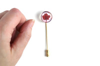 Vintage Red Maple Leaf Stick Pin Brooch