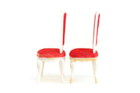 Vintage 1:12 Miniature Dollhouse Set of 2 Red Dining Chairs