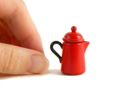 Vintage 1:12 Miniature Dollhouse Red Enamelware Coffee Pot