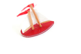 Vintage 1:12 Miniature Dollhouse Red & White Wooden Toy Sailboat Figurine
