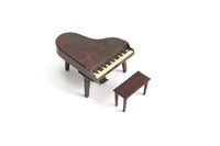 Vintage 1:16 Miniature Dollhouse Brown Plastic Grand Piano with Bench by Renwal