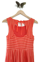 New Anthropologie Orange Striped "Retro Ribbon Midi Dress" by Postmark, Size S, Originally $138