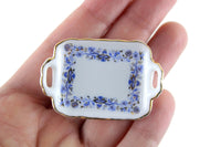 Vintage 1:12 Miniature Dollhouse Reutter Porzellan Blue Floral Tray