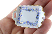 Vintage 1:12 Miniature Dollhouse Reutter Porzellan Blue Floral Tray