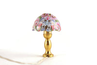 Vintage Rare 1:12 Miniature Dollhouse Reutter Porzellan Working Floral & Brass 12V Plug-In Table Lamp