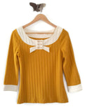 Anthropologie Rare "Ribboned Collar Top" in Yellow by Pilcro, Size M, Originally $68