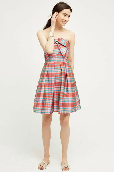 anthropologie red plaid dress The Somerset Plaid Mini Dress