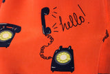 New Anthropologie Red Telephone Print "Ring True Shell" by Maeve, Size 4, Originally $98