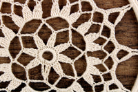 Vintage 7" Round Beige Crochet Woven Wall Hanging