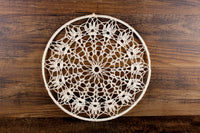 Vintage 12" Round Beige Crochet Woven Wall Hanging